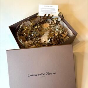 NIB Gianvito Rossi Flavia Gold Gladiator Sandals Leaf Wrap Italy EU 37 Rare Sz 7